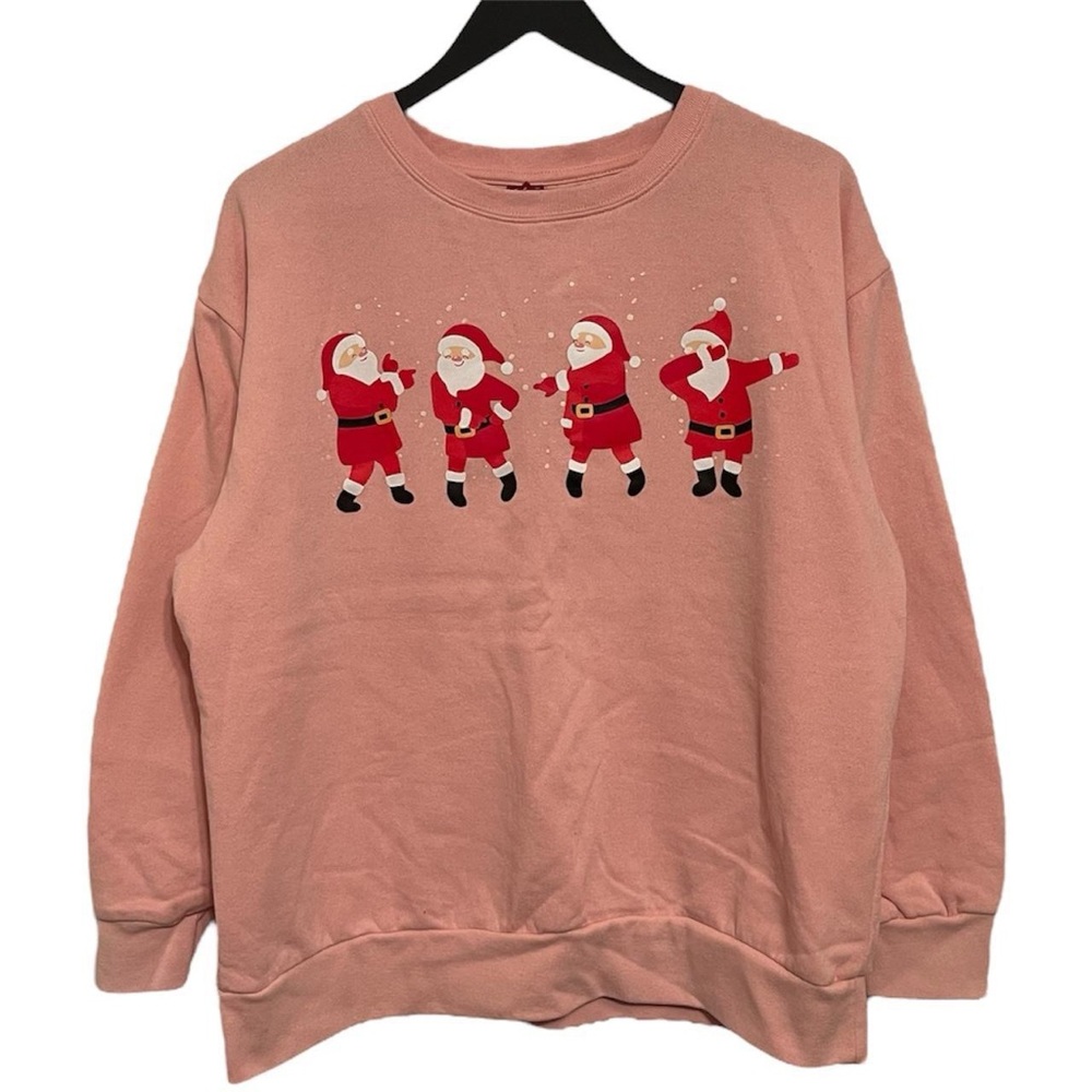 dancing Santa Claus graphic Christmas winter holiday long sleeve sweatshirt